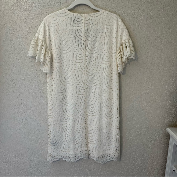 Worthington women’s Ivory lace drop shoulder flutter sleeve shift dress, small - Picture 2 of 8